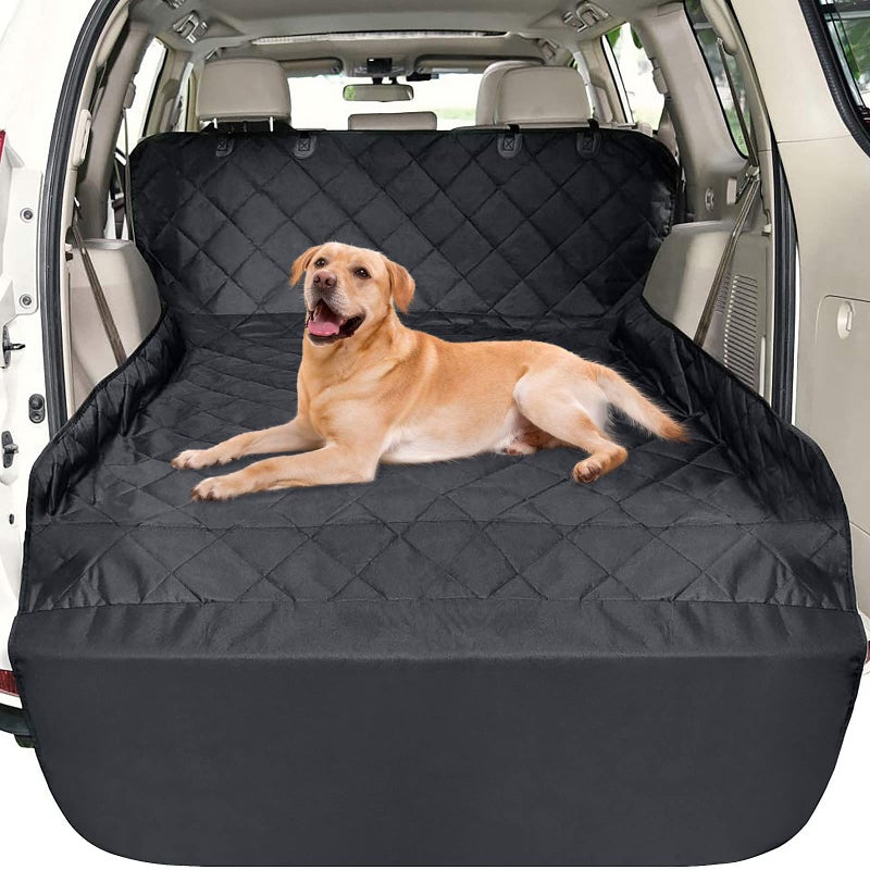 F-color SUV Cargo Liner for Dogs - Waterproof Pet Cargo Liner, Comfort Dog Cargo Cover with Bumper Flap Protector, Scrachproof Non-Slip Universal Fit SUVs Sedans Trunks Vans, Black - Image 1